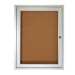 Ghent 1 Door Enclosed Natural Cork Bulletin Board, Satin Aluminum Frame, 24inH x 18inW