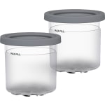 Ninja CREAMi Pints/Lids, 4-1/16in x 4-3/8in x 4-3/8in, Clear/Gray, Pack Of 2 Pints/Lids