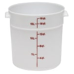 Cambro Poly Round Food Storage Containers, 18 Qt, White, Pack Of 6 Containers