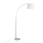 Lumisource March Floor Lamp, 74inH, White Shade/White Marble/Nickel Base