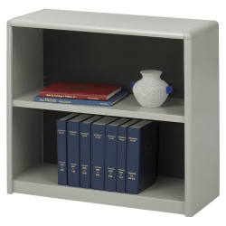 Safco Value Mate Steel Modular Shelving Bookcase, 2 Shelves, 28inH x 31-3/4inW x 13-1/2inD, Gray