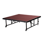 National Public Seating Carpeted Transfix Stage Platform, 24in-32in, 4ft x 4ft, Red