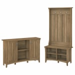 Bush Furniture Salinas Entryway Storage Set with Hall Tree/Shoe Bench and Accent Cabinet, Reclaimed Pine, Standard Delivery