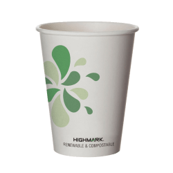 Highmark ECO Compostable Hot Coffee Cups, 12 Oz, White, Pack Of 500