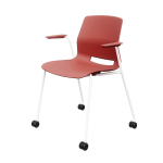 KFI Studios Imme Stack Chair With Arms And Caster Base, Coral/White