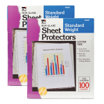 Charles Leonard Top-Loading Sheet Protectors, Non-Glare, 8 1/2in x 11in, Clear, 100 Per Pack, 2 Packs