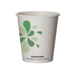 Highmark ECO Compostable Hot Coffee Cups, 10 Oz, White, Pack Of 50