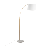 Lumisource March Floor Lamp, 74inH, White Shade/White Marble/Antique Brass Base