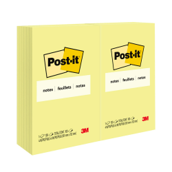 Post-it Notes, 4 in x 6 in, 12 Pads, 100 Sheets/Pad, Clean Removal, Canary Yellow