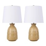 LumiSource Claudia Contemporary Accent Lamps, 20inH, White Shade/Misted Yellow Base, Set Of 2 Lamps