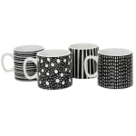 Mr. Coffee Napoli Caffe 4-Piece Mug Set, 17 Oz, Black