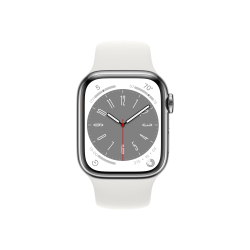 Apple Series 8 Smart Watch, 32 GB, 1.61in x 1.38in, Silver/White