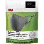 3M Daily Face Masks - Recommended for: Face, Indoor, Outdoor, Office, Transportation - Cotton, Fabric - Gray - Lightweight, Breathable, Adjustable, Elastic Loop, Nose Clip, Comfortable, Washable - 10 / Pack