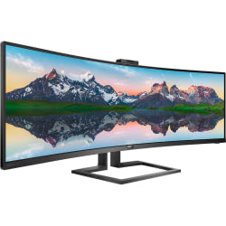 Philips Brilliance 499P9H 48.8in Dual Quad HD (DQHD) Curved Screen WLED LCD Monitor - 32:9 - Textured Black - 49in Class - Vertical Alignment (VA) - 5120 x 1440 - 16.7 Million Colors - Adaptive Sync (DisplayPort/HDMI)