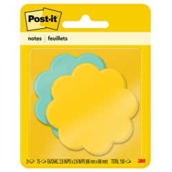 Post-it Notes, Designer Memo Cube, 3in x 3in, Yellow/Blue, 75 Sheets Per Pad, Pack of 2 Pads