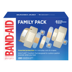 Band-aid Bandages, Adhesive, Assorted, Box Of 280 Bandages