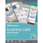 Office Depot Brand Business Card Binder Pages, 8-1/2in x 11in, Clear, Pack Of 25