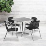 Flash Furniture Lila Square Aluminum Indoor-Outdoor Table Set, 27-1/2inH x 31-1/2inW x 31-1/2inD, Black