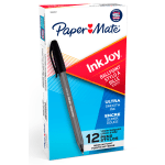 Paper Mate InkJoy 100 Stick Pens, Medium Point, 1.0 mm, Translucent Black Barrels, Black Ink, Pack Of 12 Pens