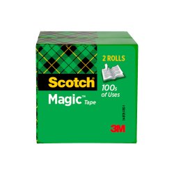 Scotch Magic Tape, Invisible, 3/4 in x 2592 in, 2 Tape Rolls, Clear, Home Office and School Supplies