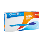 Paper Mate InkJoy 100 Stick Pens, Medium Point, 1.0 mm, Translucent Blue Barrels, Blue Ink, Pack Of 12 Pens