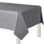 Amscan Flannel-Backed Vinyl Table Covers, 54in x 108in, Silver, Set Of 2 Covers