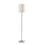 Adesso Fiona Floor Lamp, 62inH, White Shade/Antique Brass And White Base