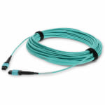 AddOn 30m MPO (Male) to MPO (Male) 12-Strand Aqua OM4 Crossover Fiber OFNR (Riser-Rated) Patch Cable - 100% compatible and guaranteed to work