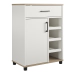 Ameriwood Home Whitmore Bar Cabinet, 35-13/16inH x 26-3/4inW x 15-9/16inD, White