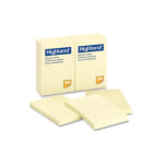 Highland Self-stick Lined Notes - 1200 - 4in x 6in - Rectangle - 100 Sheets per Pad - Ruled - Yellow - Paper - Self-adhesive - 12 Pad