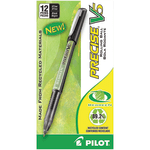 Pilot V5 BeGreen Liquid Ink Rollerball Pens, Extra Fine Point, 0.5 mm, 89% Recycled, Black Barrel, Black Ink, Pack Of 12