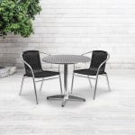 Flash Furniture Lila Round Aluminum Indoor-Outdoor Table With 2 Chairs, 27-1/2inH x 31-1/2inW x 31-1/2inD, Black, Set Of 3