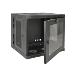 Tripp Lite SmartRack 10U Low-Profile Switch-Depth Wall-Mount Small Rack Enclosure Clear Acrylic Window Hinged Back - For LAN Switch - 10U Rack Height - Wall Mountable - Black - Plexiglass - 200 lb Maximum Weight Capacity