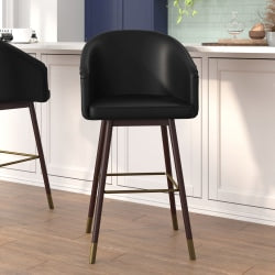 LumiSource Dakota Upholstered Bar Stools, Gold/White, Set Of 2 Stools