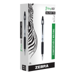 Zebra Pen Z-Grip Max Retractable Ballpoint Pens, Pack Of 12, Medium Point, 1.0 mm, Silver Barrel, Black Ink