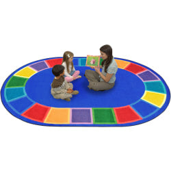 Joy Carpets Kids Essentials Oval Area Rug, Color Tones, 7-33/50ft x 10-3/4ft, Multicolor