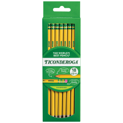 Ticonderoga Pencils, Presharpened, #2 Lead, Soft, Pack of 18