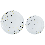 Amscan Round Hot-Stamped Plastic Plates, Jet Black, Pack Of 20 Plates