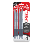 Sharpie S-Gel Fashion Barrel Gel Pens, Medium Point, 0.7 mm, Blue Barrel, Black Ink, Pack Of 4 Pens