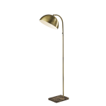 Adesso Paxton Floor Lamp, 61inH, Antique Brass Shade/Brown Marble Base