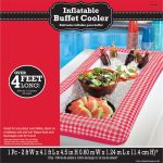 Amscan Summer Picnic Inflatable Buffet Cooler, 4-1/2inH x 24inW x 50inD, Red Gingham