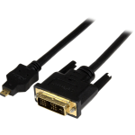 StarTech.com 1m Micro HDMI to DVI-D Cable - M/M - 3.28 ft DVI/HDMI Video Cable for Audio/Video Device, Projector, Notebook, Tablet PC, Camera - First End: 1 x HDMI (Micro Type D) Male Digital Audio/Video - Second End: 1 x DVI-D Male Digital Video