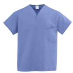 Medline ComfortEase Unisex 1-Pocket Reversible Scrub Top, Small, Ceil Blue