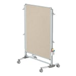 Ghent Nexus Jr Partition Double-Sided Mobile Magentic Fabric/Non-Magnetic Dry-Erase/Bulletin Board, 34 1/4in x 46 1/4in, Beige Board/Silver Aluminum Frame