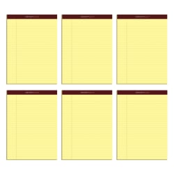 TOPS Docket Gold Premium Writing Pads, 8 1/2in x 11 3/4in, Legal Ruled, 50 Sheets, Canary, Pack Of 6 Pads