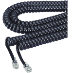 Softalk Coiled Phone Cord, 12ft, Black, SOF48102