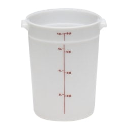 Cambro Poly Round Food Containers, 8 Qt, White, Pack Of 12 Containers