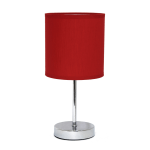 Simple Designs Mini Basic Table Lamp, 11 7/8inH, Red Shade/Chrome Base