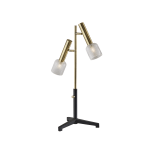 Adesso Melvin LED Table Lamp, 26-1/4inH, Black/Antique Brass Base/Clear Glass Shade