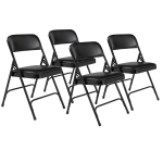 National Public Seating Series 1200 Folding Chairs, Black, Set Of 4 Chairs